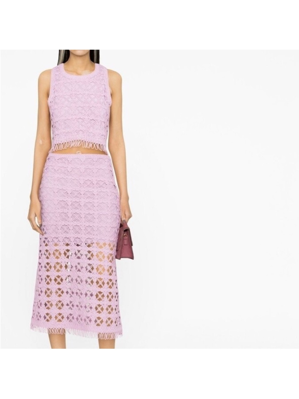 Maje Juliette Crochet Midi Skirt